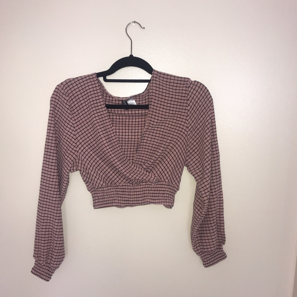 Plaid cropped blouse
